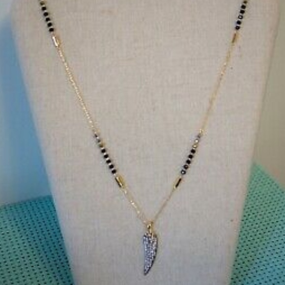 Stella & Dot x Rebecca Minkoff Gold+Black+Pavé Jasper Horn Pendant Neckl… - Picture 11 of 11